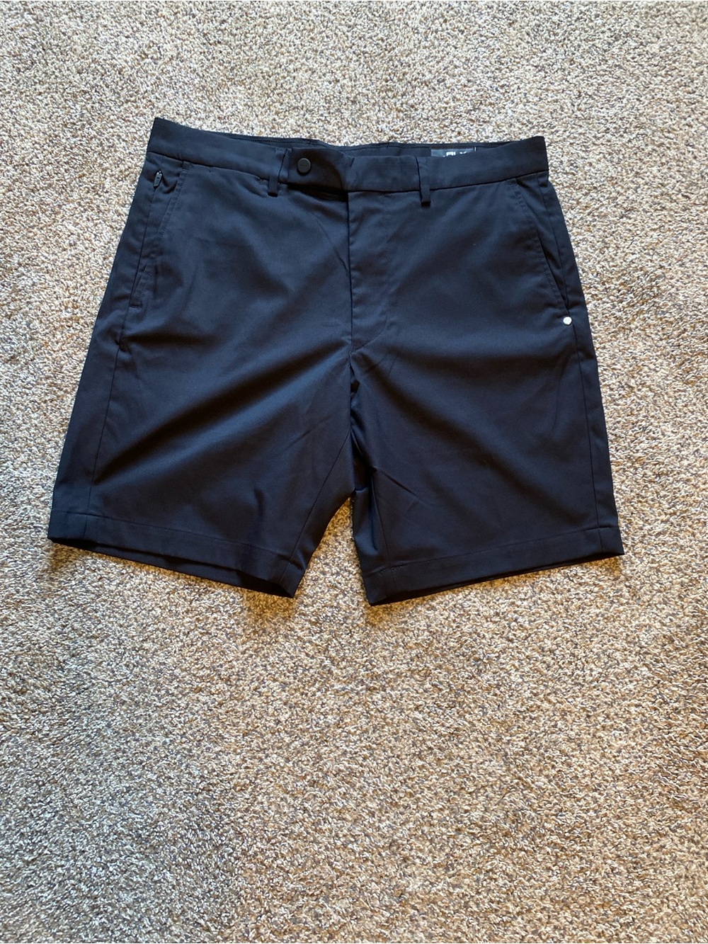 RLX Ralph Lauren Mens Black Tailor fit Flat-Front Golf Shorts Size 34